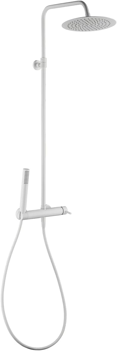 Regendouche – Douchekop – Handdouche – Regenkraan – Douche Set – Matte Witte Afwerking – Anti-Kalkfunctie – Universeel Geschikt