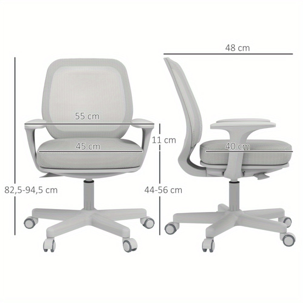 Bureaustoel – Ergonomische Stoel – Office Chair – Kantoorstoel – Verstelbare Bureaustoel – Draaibaar – Ademend Mesh – Max. 120 kg – Grijs