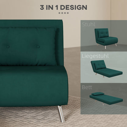 Slaapfauteuil – Relaxstoel – Bedfauteuil – Gastenbed – Velours Fauteuil – Donkergrijs – 3-stand Verstelbare Rugleuning – Compact 77x88x83 cm