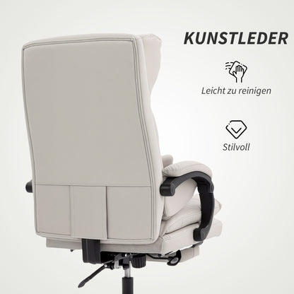 Bureaustoel – Office Chair – Kantoorstoel – Computerstoel – Gamestoel – Verstelbare Hoogte – Kunstleren Bekleding Lichtgrijs