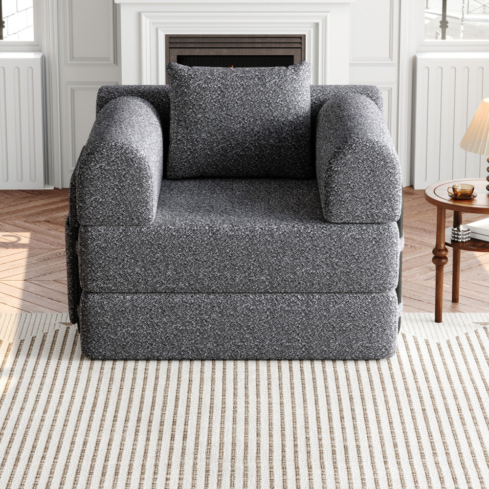 Slaapbank – Bank – Sofa – Bedbank – Slaapstoel – 2-in-1 Chenille – Met Opbergarmleuningen – Stevig Metalen Frame
