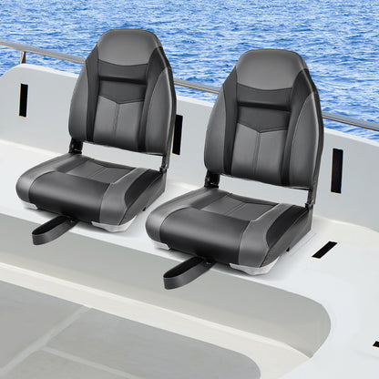 Heavy-Duty Bootstoel – Bootzitje – Vissersstoel – Marine Zitbank – Bootkussen – Ergonomische Vouwstoel met Verstelbare Rugleuning – Waterbestendig Marinepolyethyleen Zwart