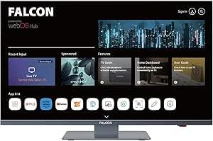 Falcon 19" TV WebOS SMART TV Wifi Camping – 12V/24V, geïntegreerde dvd-speler, Bluetooth 5.0, USB, streaming, Freeview, Netflix, Prime Video, pitch perfecte televisie voor camper, camper IPTV
