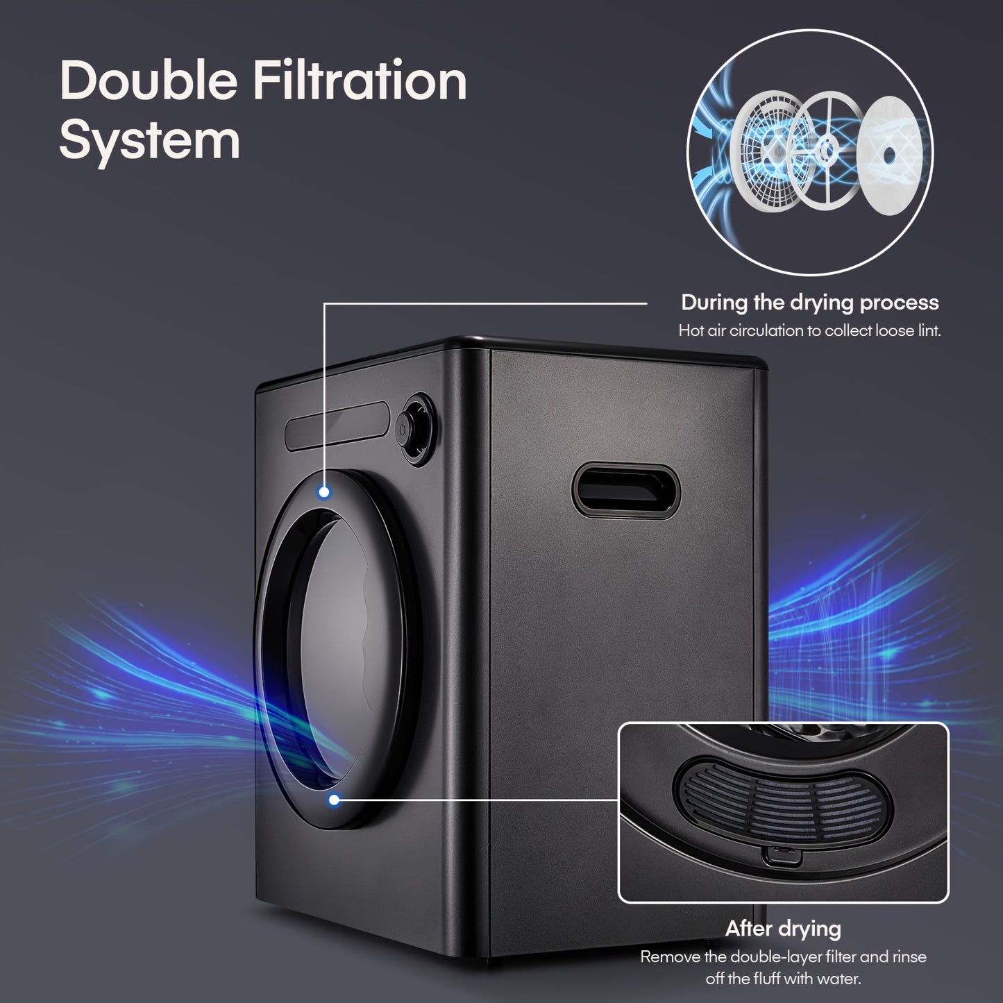 Wasdroger – Tumbledroger – Ventilatiedroger – Kledingdroger – Compacte Droogkast – 4 kg Capaciteit – 6 Automatische Programma’s – Smart Drying System – Dubbele Temperatuurbeveiliging – Stapelbaar