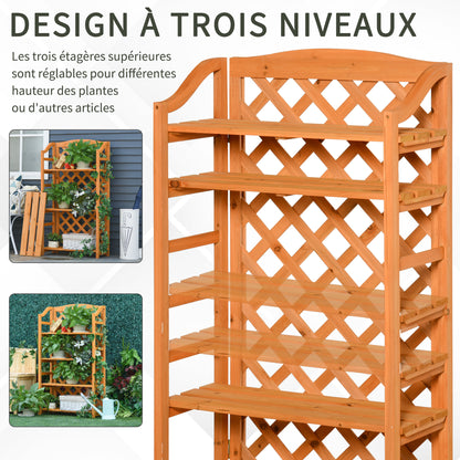 Plantenrek – Bloemenrek – Plantenstandaard – Plankrek – Plantenhouder – Verstelbare Planken – Inklapbaar Design – Voorgestreken Natuurlijk Dennenhout – Max. Draagkracht 15 kg