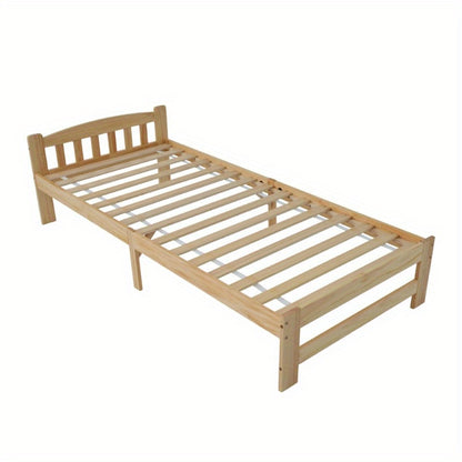 Bedframe – Eenpersoonsbed – Jeugdbed – Logeerbed – Slaapkamerbed – Massief Hout – 90x200 cm – Vooraf Gemonteerd – Lattenbodem – Klassiek Minimalistisch Design