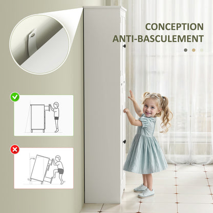 Badkamerkast – Opbergkast – Kolomkast – Wastafelonderkast – Badkamermeubel – Hoogwaardig MDF – Verstelbare Planken 60x30x160 cm – Wit