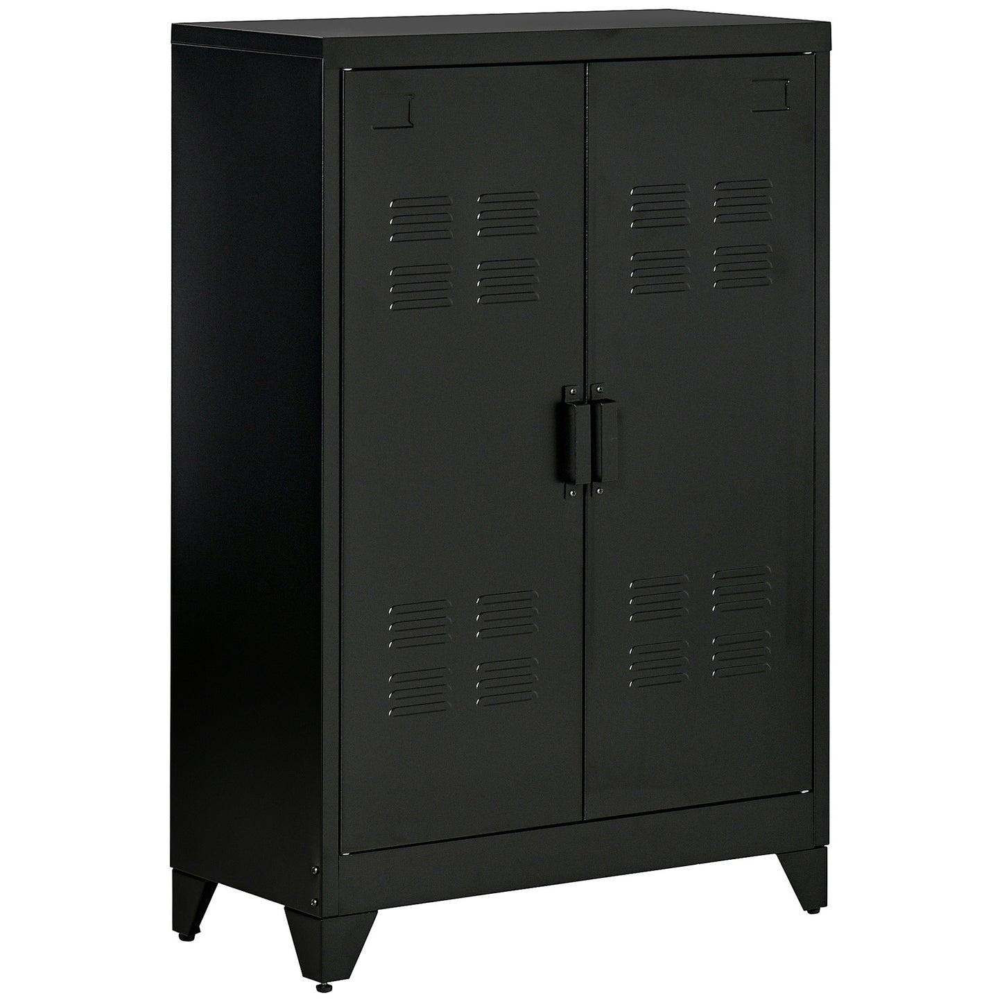 Metalen Kast – Opbergkast – Archiefkast – Kantoor Kast – Boekenkast – Zwart Metaal – Dubbele Deuren Met Magneetsluiting – Verstelbare Plank 75x33x110 cm