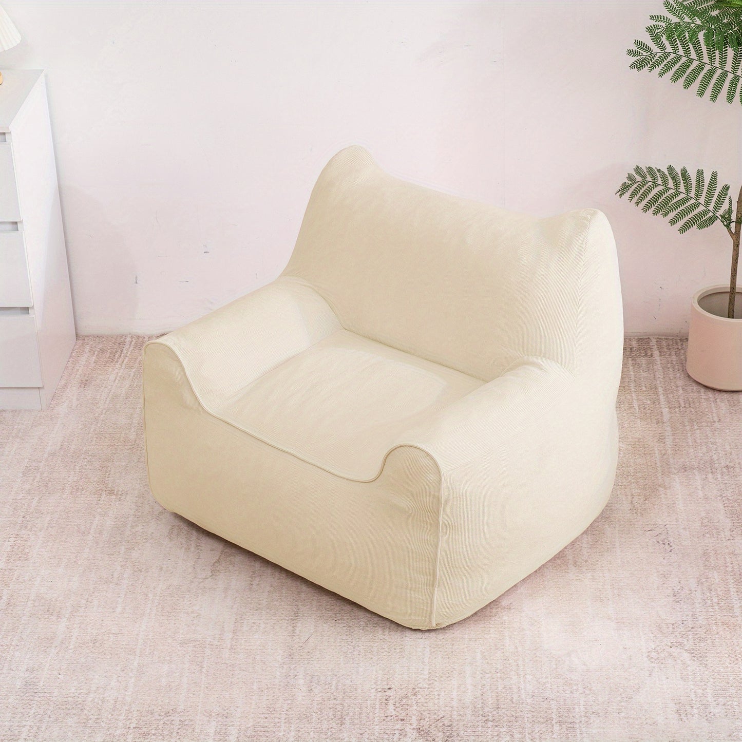 Zitzak Voor Volwassenen – Poef – Lounger – Slaapstoel – Relaxstoel – Ruim Formaat – Zachte Duurzame Stoffering – Beige