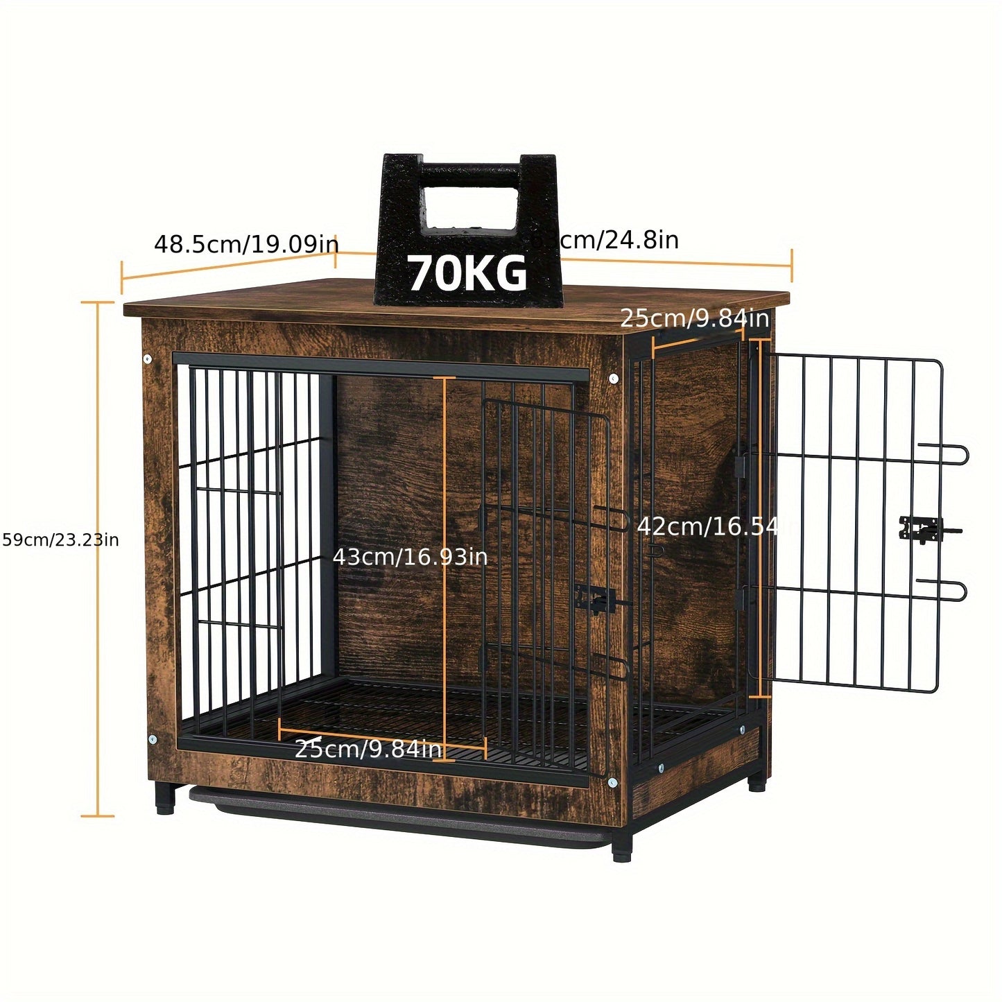 Hondenbench – Hondenkooi – Bench – Hondenhok – Hondenhuisje – Dubbele Deuren – Afneembare Lade – Hout & Metaal – Maat L