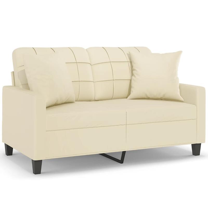 2-zits fauteuil – slaapstoel – loveseat – slaapbank – loungechair – Crèmekleurig Kunstleer – Memory Foam Kussens – Verstelbare Rugleuning – Compact 120 cm