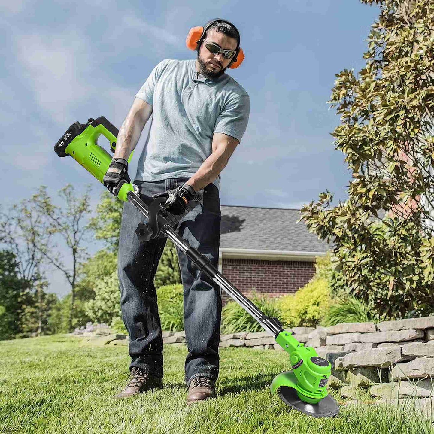 Elektrische Grasmaaier – Accu Grasmaaier – Draadloze Maaier – Tuinmaaier – Gazonmaaier – 2 Batterijen – Verstelbare Hoogte en Hoek