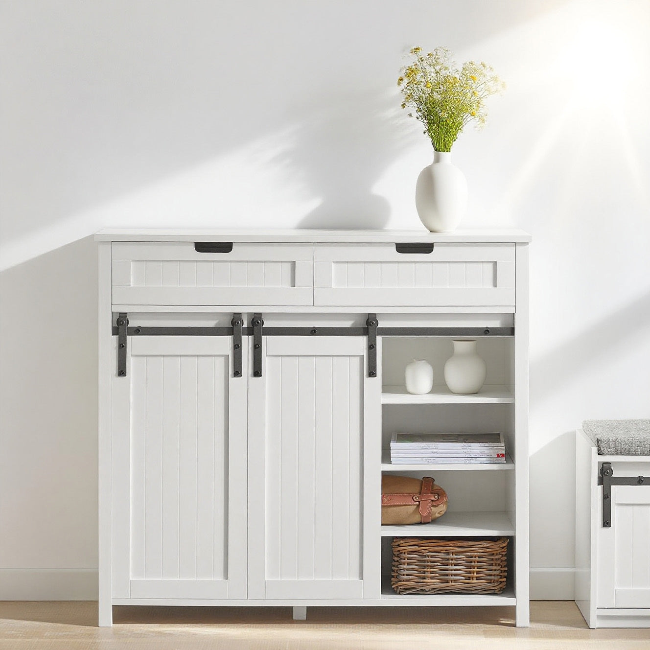 Dressoir – Opbergkast – Kastenmeubel – Kast Met Schuifdeuren – Sideboard – Compact Design 104x35x93 cm – MDF & Vezelplaat