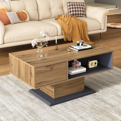 Contemporary Coffee Table with Dual-sided Storage Compartments, Spacious Storage Bays and Additional Built-in Dividers. A Versatile Living Room Table Offering Practical Design for Effortless Organisation and Storage.