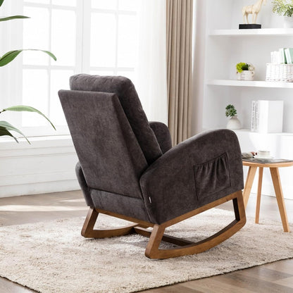 Schommelstoel – Schommelfauteuil – Wipstoel – Relaxstoel – Lounge Stoel – Gestoffeerd Met Traagschuim – Stevig Hardhouten Frame