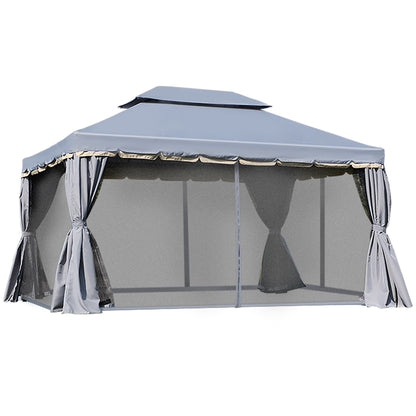 Tuinpaviljoen – Tuinhuis – Prieel – Pergola – Overkapping – Lichtgewicht Aluminium Frame – 4x3 Meter Met Muskietennetten