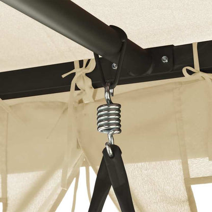 Schommelbank – Tuinschommel – Hangbank – Loungestoel – Tuinbank – Crème Wit – Weerbestendig Stalen Frame – Uitklapbaar Ligbed 220x160x240 cm