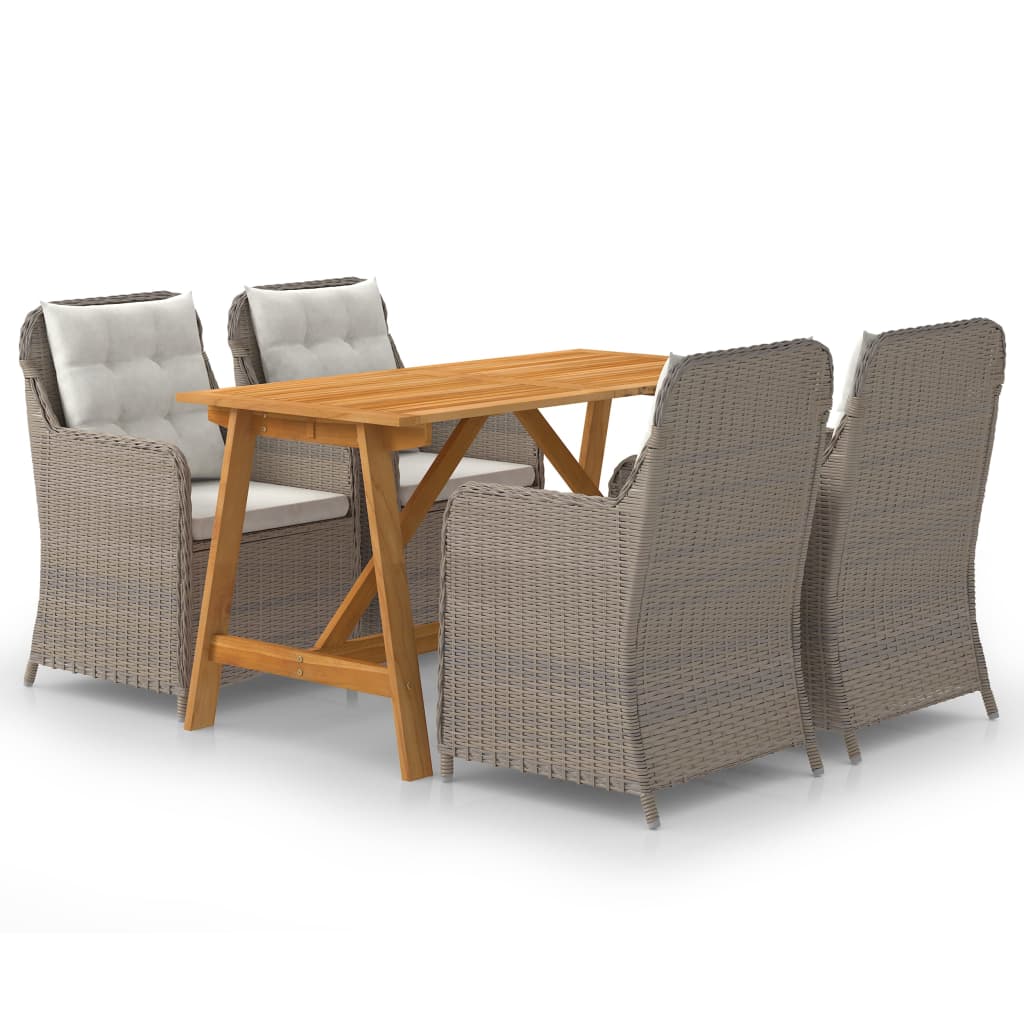 Tuinset – Loungeset – Zitgroep – Buitenmeubelen – Tuinmeubilair – Acaciahouten Tafel – Weerbestendige PE-Rattan Stoelen