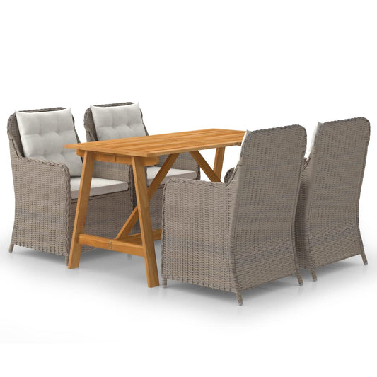 Tuinset – Loungeset – Zitgroep – Buitenmeubelen – Tuinmeubilair – Acaciahouten Tafel – Weerbestendige PE-Rattan Stoelen