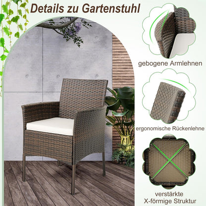 Tuinstoelen – Tuinmeubels – Balkonstoelen – Verstelbare Stoelen – Met Kussen – PE Rattan – Metalen Frame – Ergonomisch Design