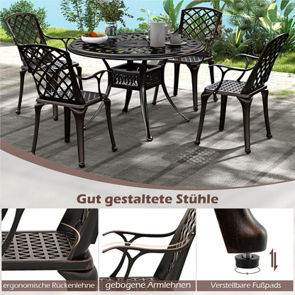 Aluminium Tuinstoelen – Terrasstoelen – Balkonstoelen – Buitenstoelen – Tuinmeubilair – Weerbestendig – Ergonomisch Met Armleuningen – Koper Rood – Set van 2