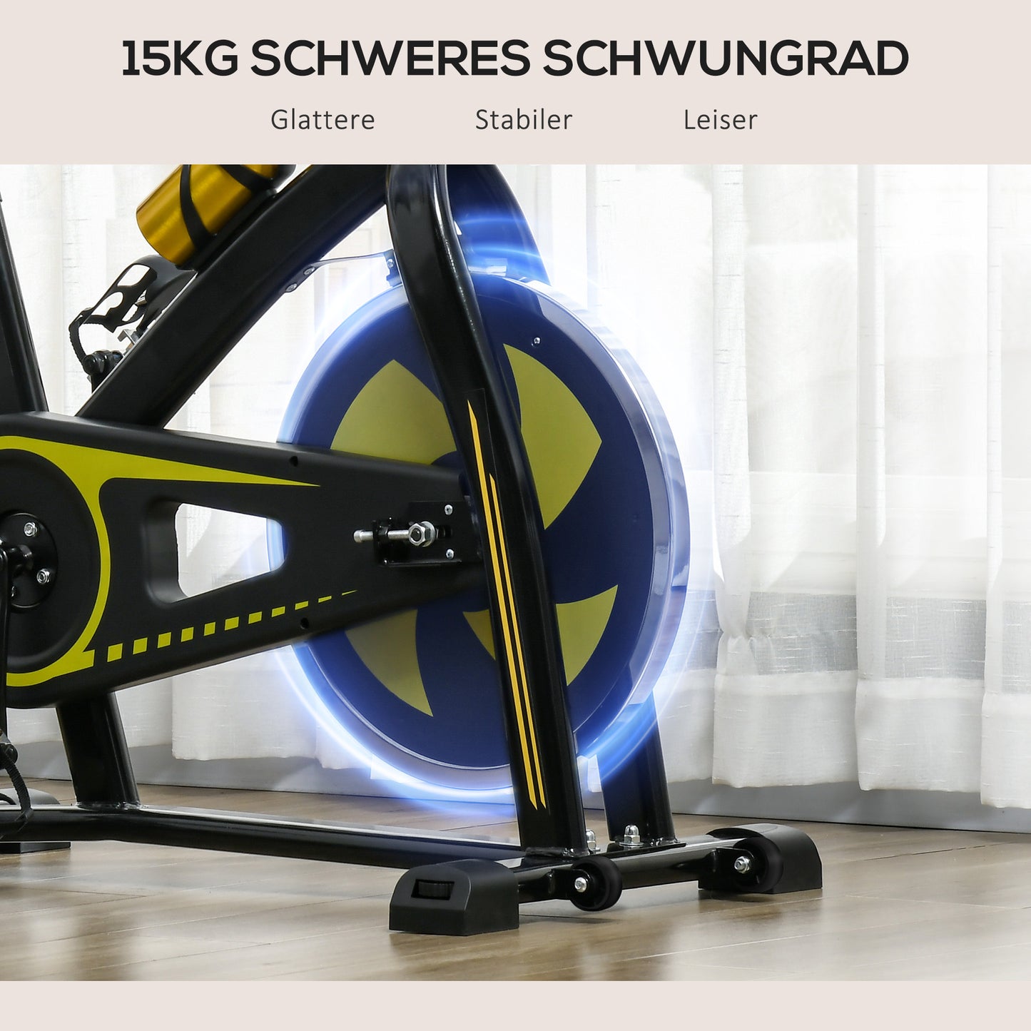 Hometrainer – Fitnessfiets – Trainingsfiets – Cardiofiets – Spinningfiets – Stil Werkend – Verstelbare Weerstand – Geïntegreerde Hartslagmeter – Geel