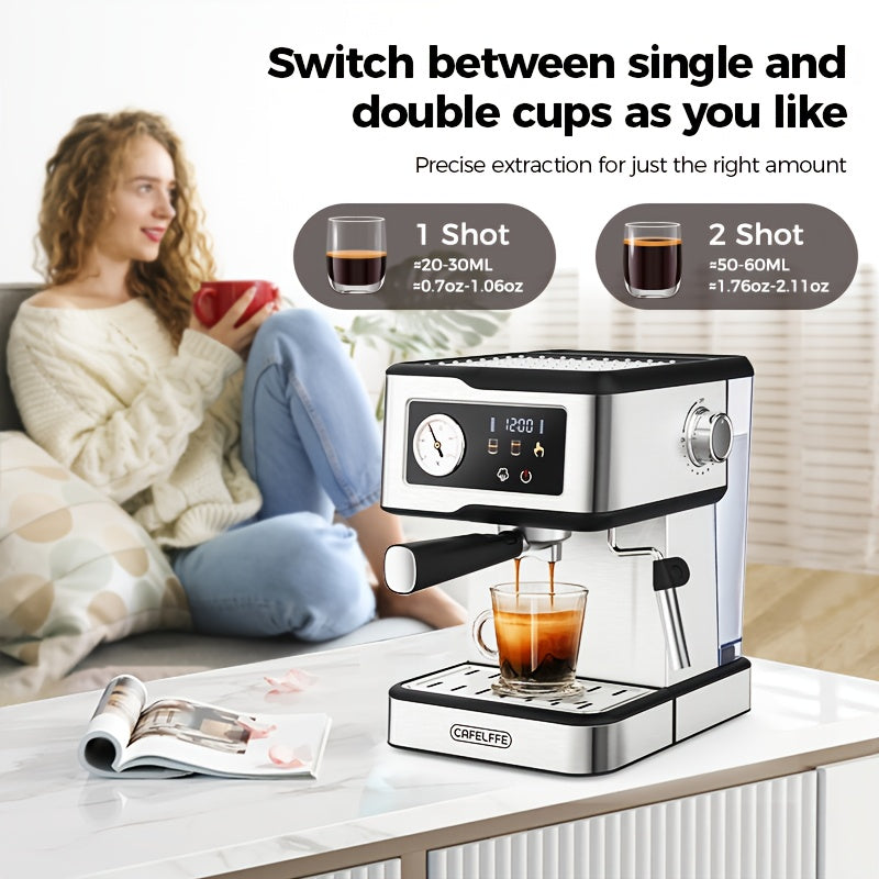 Espressomachine – Semi-automatisch – Koffiezetapparaat – Cappuccinomachine – IJskoffiemachine – 20 Bar Druk – 1,5L Afneembaar Waterreservoir