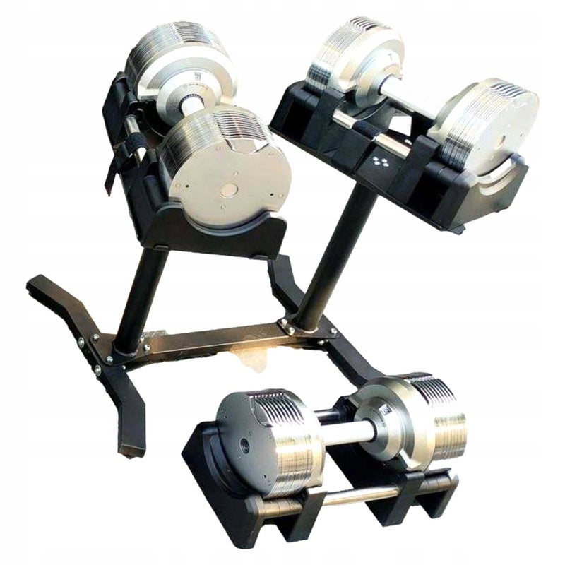 Halterschijfhouder – Schijvenstandaard – Halterrek – Dumbbell Standaard – Gewichthouder – Verstelbaar 49-65 cm – Stalen Constructie – Compact 71x54 cm