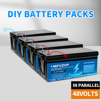 LiFePO4 Accu – Lithium Batterij – Zonne-energie Accu – Camper Accu – Deep Cycle Accu – 48V 100Ah Capaciteit – 15000+ Levensduur Cycli