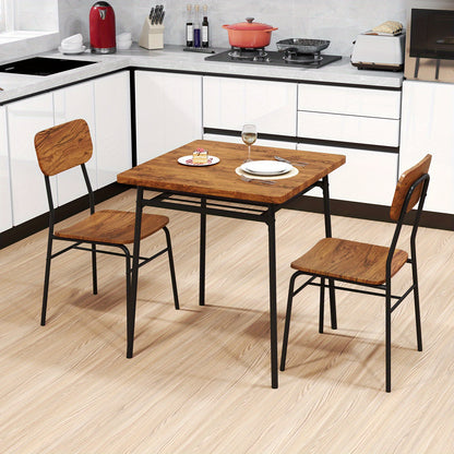 Compact Eettafel Set – Eetkamerset – Keukentafel Met Stoelen – Ontbijttafel – Inklapbare Stoelen – Met Opbergplank – Metaal En MDF – Ruimtebesparend Design
