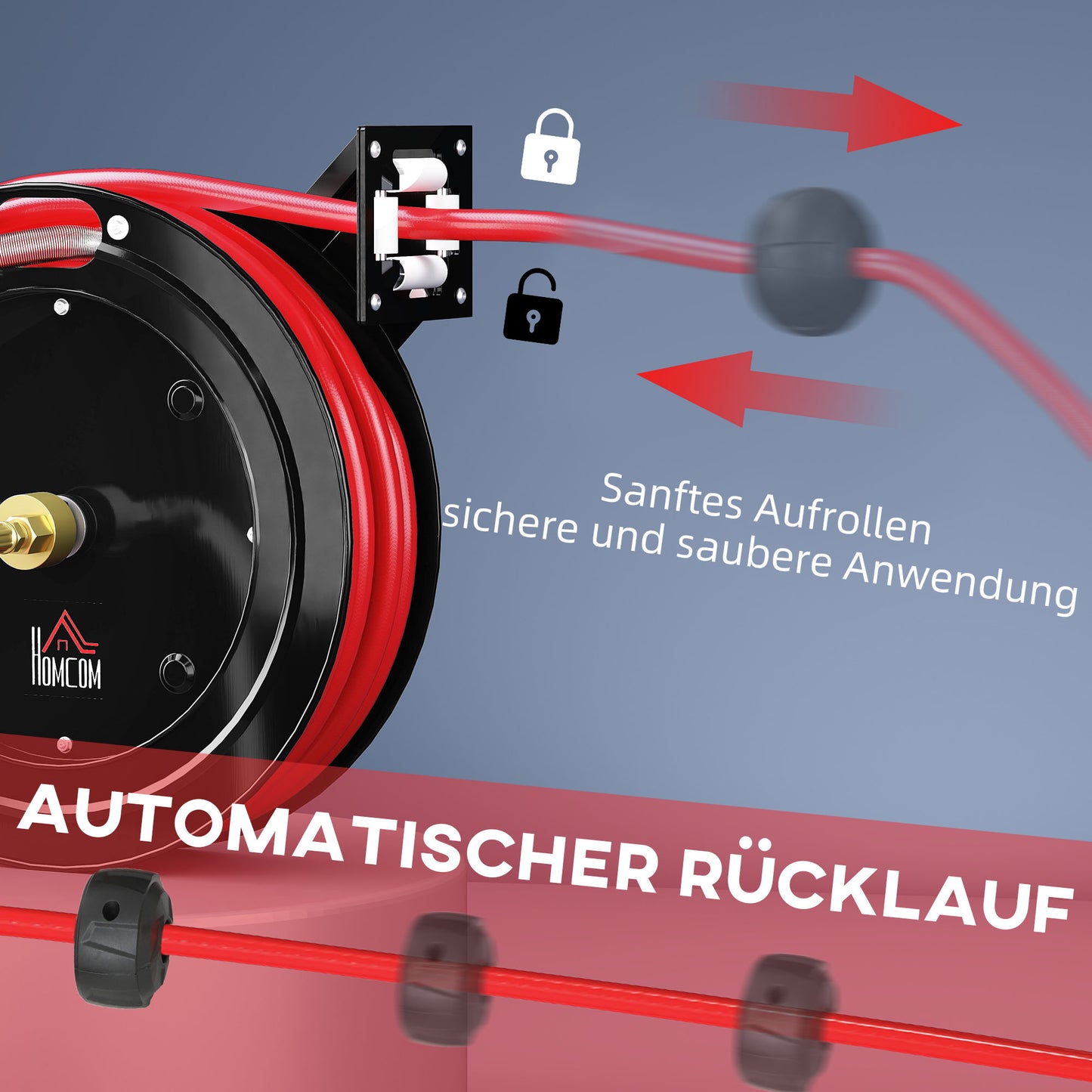 Tuinslanghaspel – Wandslangenbox – Slanghouder – Slanghaspel Automatisch – Tuinslang Op Rol – Metalen Behuizing – 20 Bar Werkdruk – 15+1 Meter Slang