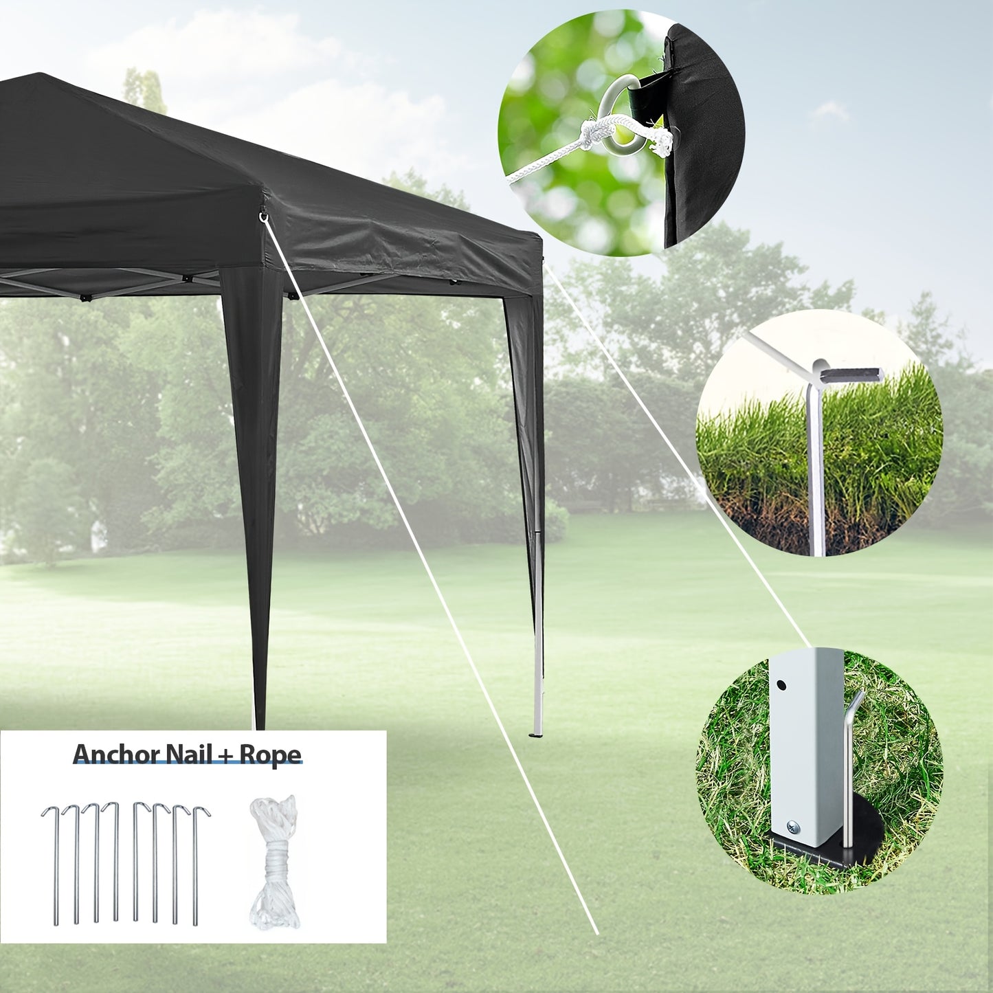 Partytent – Tuinpaviljoen – Feesttent – Overkapping – Vouwtent – 3x6 meter – Waterdicht – Anti-UV met Stalen Frame en Zijpanelen