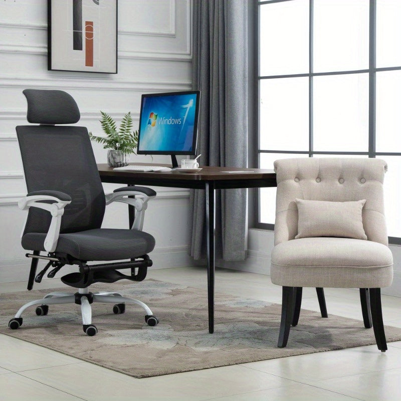 Relaxfauteuil – Relaxstoel – Lounge Chair – Fauteuil – Zetel – Linnenlook – Houten Poten – Compact Formaat – Extra Rugkussen voor Comfort