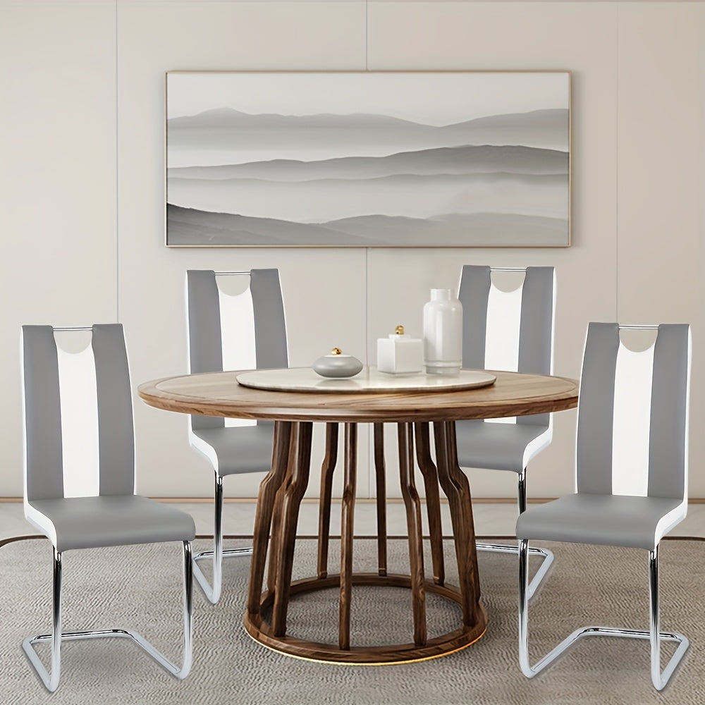 Eetkamerstoel – Stoel – Kuipstoel – Keukenstoel – Armstoel – Ergonomisch – Kunstleer – Set van 2 – Hoge Rugleuning – Zithoogte 49 cm – Off-white en Grijs