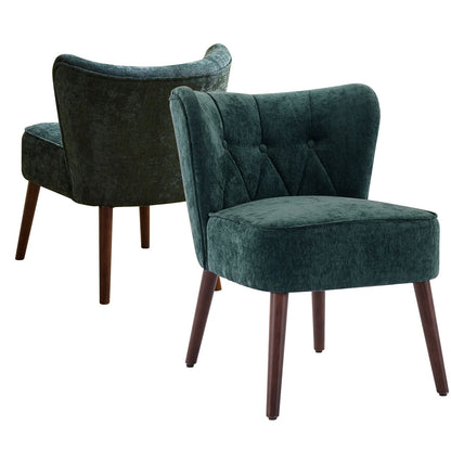 Velvet Fauteuil – Relaxstoel – Zitzetel – Leunstoel – Wingbackstoel – Groen – Memory Foam Zitkussen – Stabiele Rubberhouten Poten