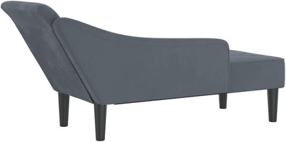 Chaise Longue – Lounge Sofa – Sofa – Fauteuil – Loungeset – Donkergrijs – Fluwelen Bekleding – Compact Formaat
