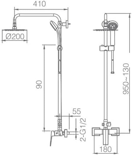 Thermostatische Douchekolom – Douchegarnituur – Douchekraan – Douchepaneel – Douche Set – Mat Wit – Roestvrij Staal – 20 cm Vierkante Douchekop