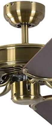 Potkuri Plafondventilator zonder verlichting, behuizing antiek messing, omkeerbare vleugels mahonie of mahonie met rotan inzetstuk, 132 cm, voor ruimtes tot 25 m²