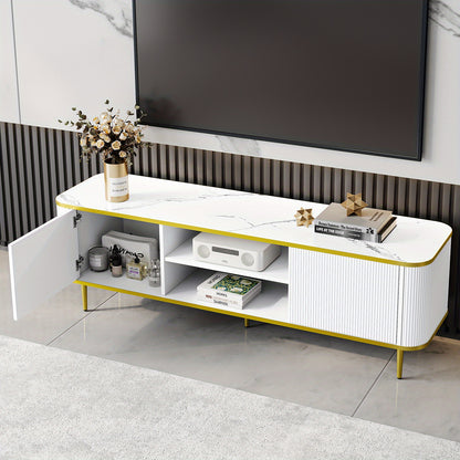 Tv-meubel – Tv-kast – Entertainment Center – Mediameubel – Tv-standaard – 140 cm Breed – Hoogwaardig Massief Hout – Verstelbare Planken Met Kabelbeheer
