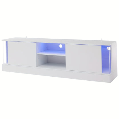 White High-Gloss Metal TV Stand for 70-Inch TVs - Floor Standing with Shelves, Modern Minimalist Design for Living Room, Durable & Stylish Storage Solution, Tv Table for Living Room, Contemporary Furniture, Sleek Finish