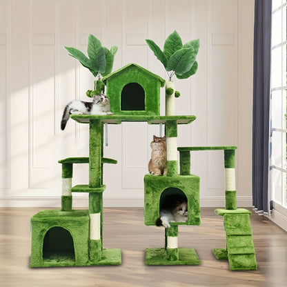 Kattenklimtoren – Kattenboom – Krabpaal – Speeltoren – Klimmeubel – Hoog 149,86 cm – Duurzaam Houten Frame – Zachte Bekleding