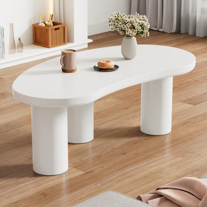 Salontafel – Moderne Tafel – Koffietafel – Bijzettafel – Rond – Halvemaanvorm – Metaal Wit – Ruimtebesparend Ontwerp – 107x57x40,5 cm