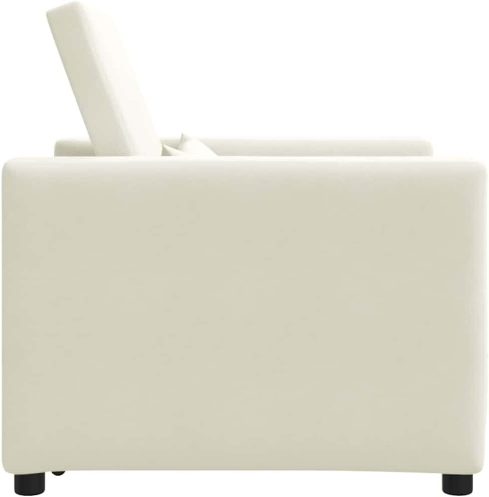 Uitschuifbare slaapbank, eenpersoons, crème, 90 x 165 x 87 cm, fluweel, Scandinavische stijl, stoel voor woonkamer, slaapkamer, werkkamer, logeerkamer - QUORE