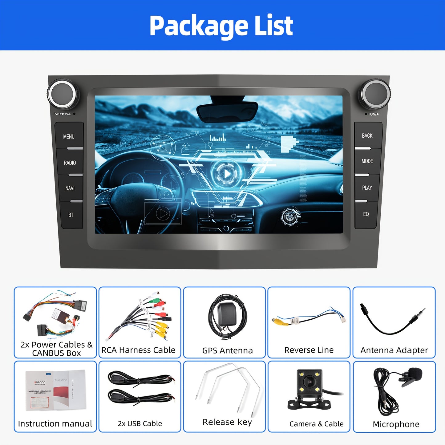 Autoradio – Multimedia Systeem – Navigatie – Inbouw Radio – Autostereo – Met Camera & Microfoon – 17,78 cm IPS Touchscreen – Draadloze CarPlay & Android Auto