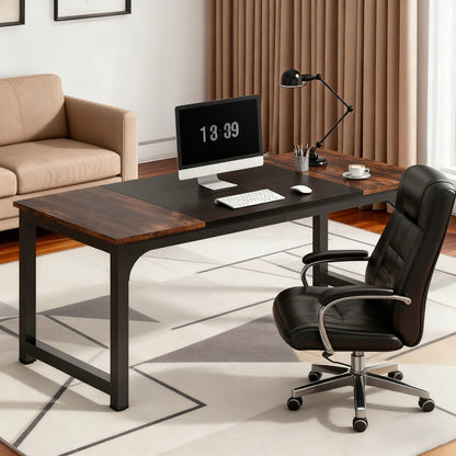 Extra Lang Bureau – Werkplek – Computertafel – Studietafel – Eettafel – Industrieel Design – Ruim Werkblad 180 cm – Stevig Gefineerd Hout
