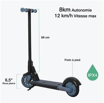 Wispeed T650, Elektrische step voor kinderen (6,5 inch, 8 km/u, ideaal voor 8/14 jaar, IPx4, voetrem achteraan, bel) blauw