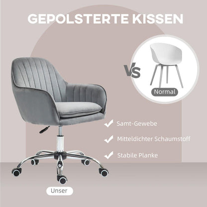 Bureaustoel – Kantoostoel – Werkstoel – Draaistoel – Bureaustoel Verstelbaar – Ergonomisch Ontwerp – Robuust Metalen Frame – Verstelbare Hoogte – Zachte Armleuningen – Grijs