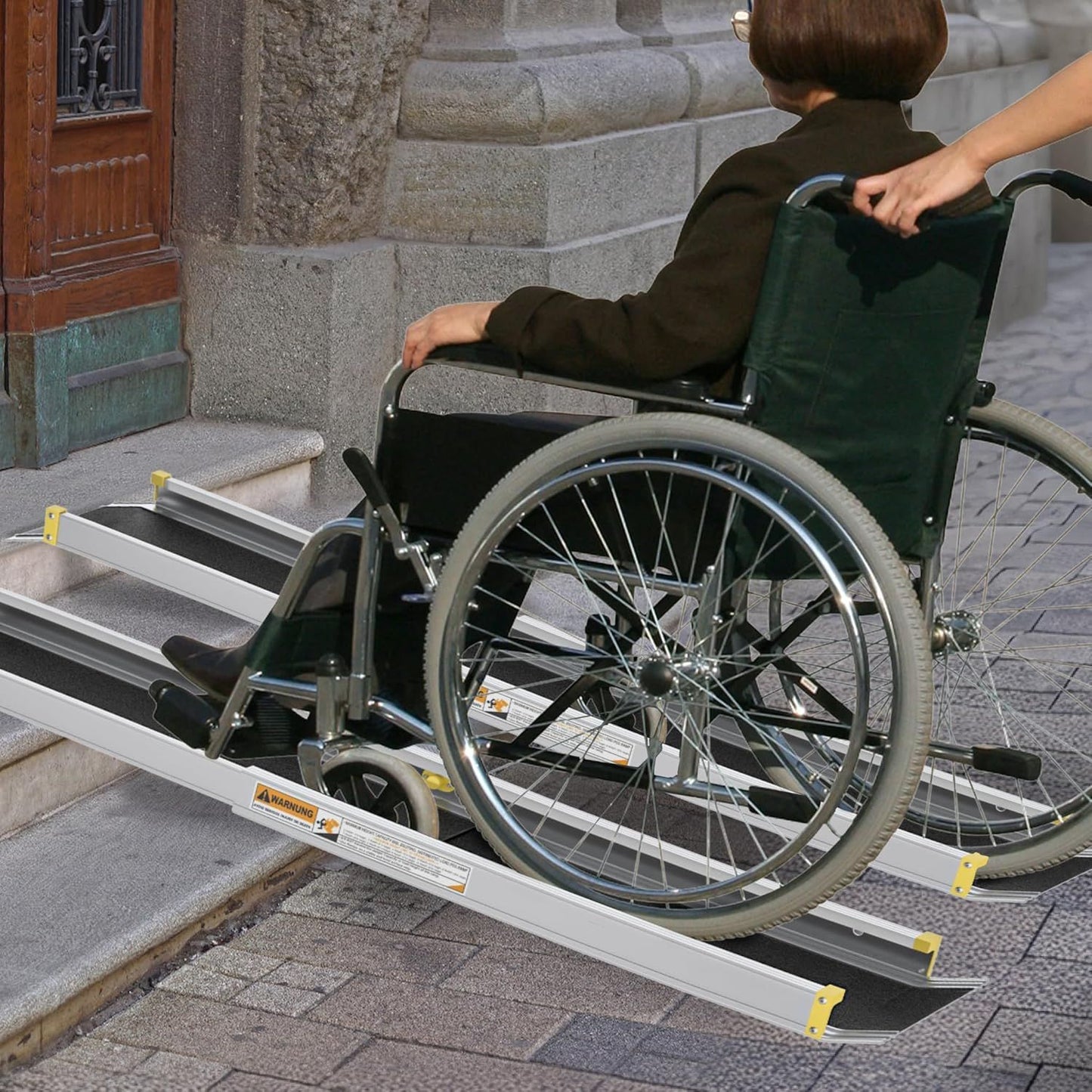 Wheelchair Ramp Telescopic Ramps Telescopic Rail Door Threshold Aluminum Threshold Ramp Wheelchair Ramp Door Threshold Ramp Load Capacity 300 Kg, Silver