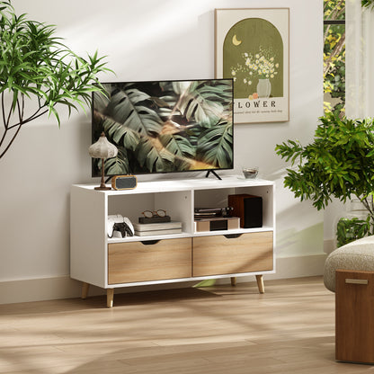 Tv-kast – Tv-meubel – Tv-dressoir – Mediameubel – Wandmeubel – Wit Hout – Compact Formaat – Veel Opbergruimte