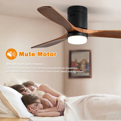 Plafondventilator – Ventilator – Plafondventilator Met Licht – Ventilator Met Afstandsbediening – Houten Bladen Ventilator – Zwarte Metaal/Wood Variant – Ultrastille Omkeerbare Motor – 132 cm Diameter